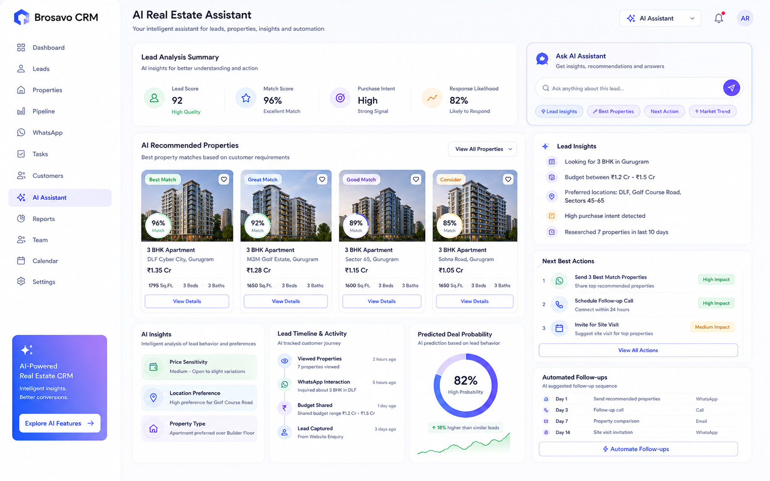 Brosavo AI real estate assistant for sales teams